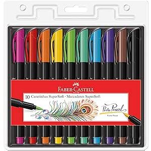 Canetinha SuperSoft Brush 20, 10 ou 5 cores Faber Castell em Oferta na Shopee