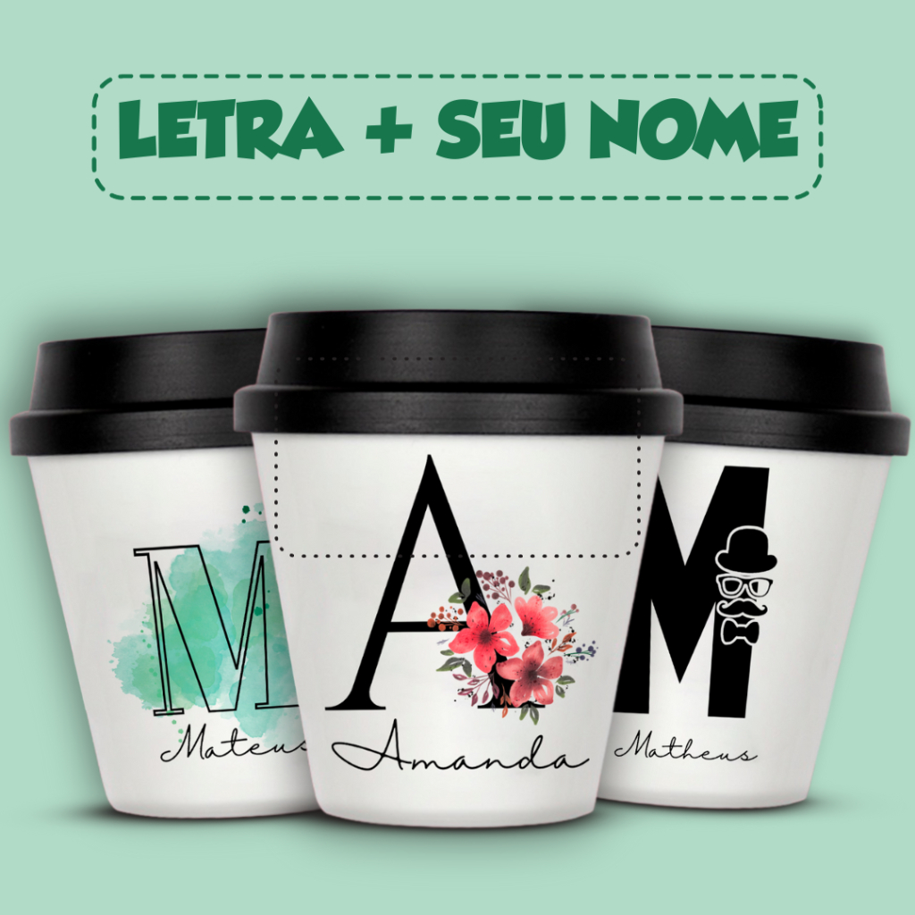Copo Mini ECO Bucks Personalizado Com Sua Letra + Nome 250ml (escolha o tipo de letra)