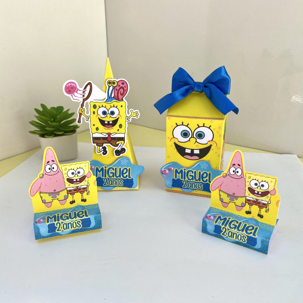 KIT Festa Personalizados Bob Esponja | Lembrancinhas/Caixas Para Anivérsario | Pegue Monte 30 Peças