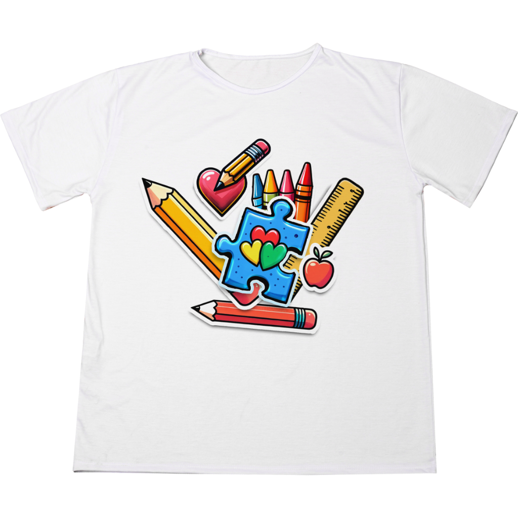 Camisa Unissex Autismo Arte Lapis Escola Estampa Ótimo Acabamento Durabilidade Anti-pilling 100% Poliéster Promoção