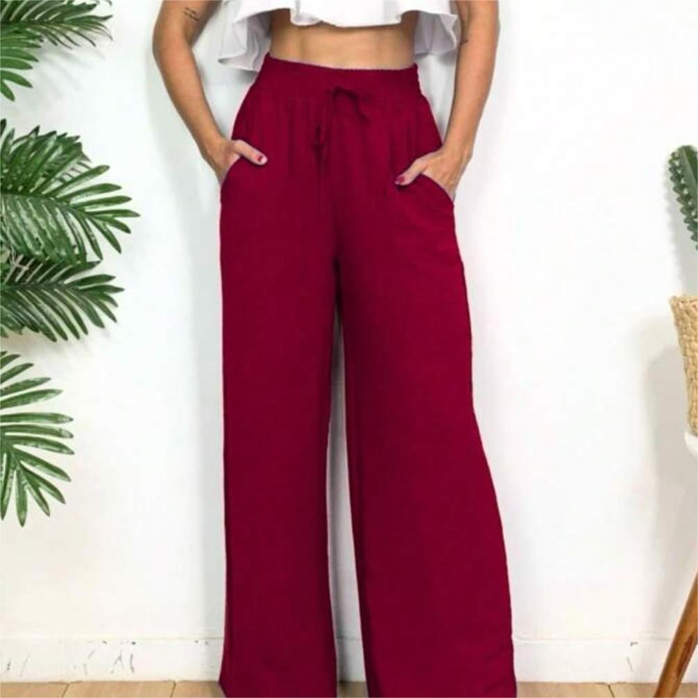 Calça Pantalona Feminina Cintura Alta Tendência Moda Envio Imediato p m g  gg 588