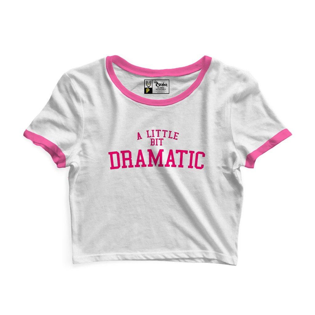 Cropped Blusinha As Braba Dramatic Branco Viés Rosa em Oferta na Shopee