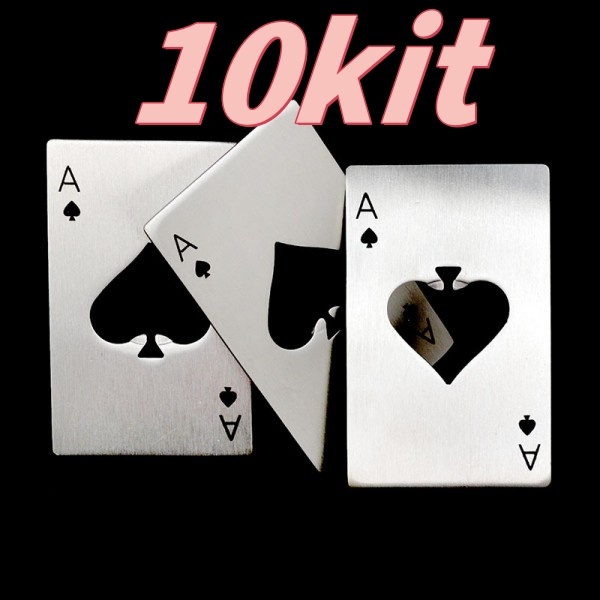 Kit 10 Abridor De Garrafa 8.5*5.4cm Formato Carta De Baralho De Aço Inox Portátil em Oferta na Shopee