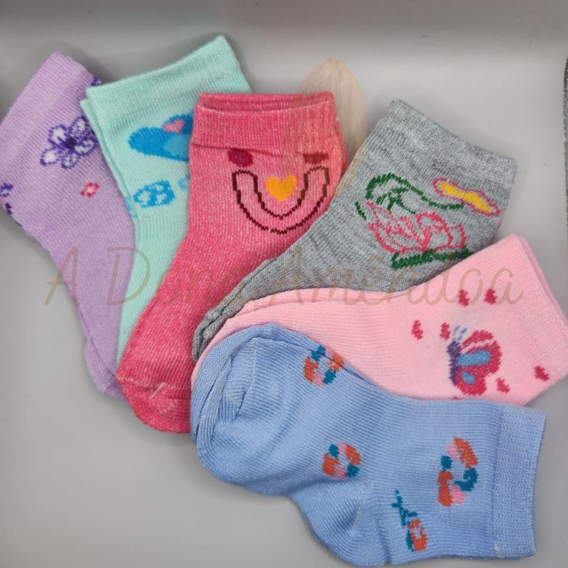 Kit Meia Infantil de Bebê Feminino e Masculino Estampadas