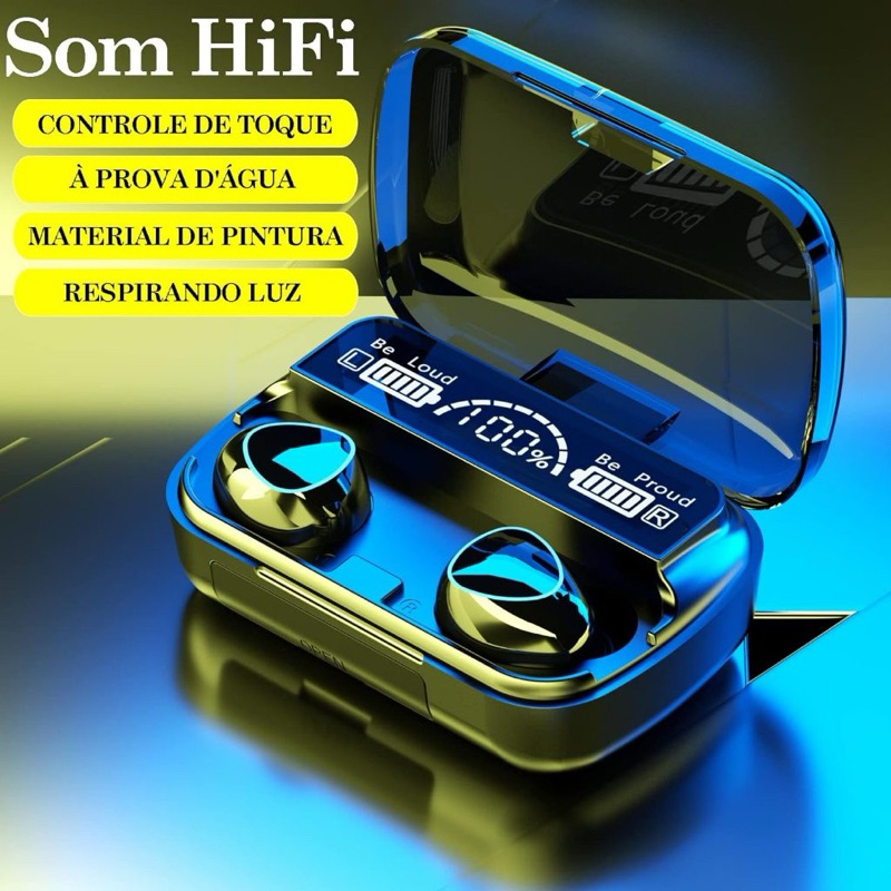 M10 Fone De Ouvido bluetooth 5.1 Com display Led Tws Touch Redução De Ruído À Prova D