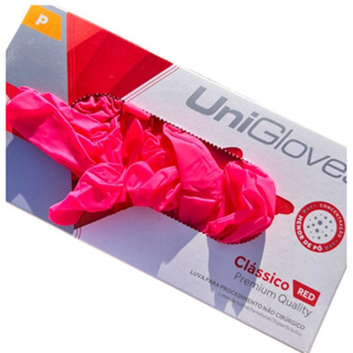 LUVA LÁTEX RED ROSA DESCARTÁVEL CEREJA ROSA UNIGLOVES -  CLASSIC RED  QUALIDADE PREMIUM CAIXA COM 100 UNIDADES em Oferta na Shopee