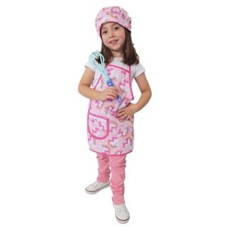 Avental infantil com touca de cozinha para criança Estampado 2 peças em Oferta na Shopee