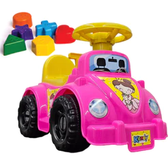 Andador Menina Rosa Primeiros Passos Bebê - Motoca Ketokinha - C/ 6 Peças Geométricas - QUEEN SHOP