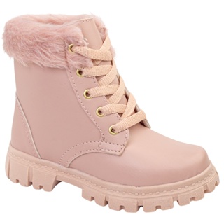 Coturno Feminino Infantil Bota Infantil Menina Tratorada Bota Com Pelinhos em Oferta na Shopee