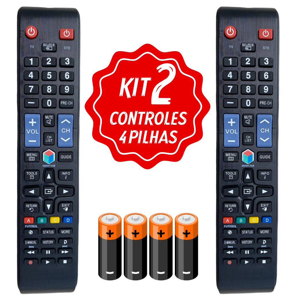 Kit 2 Controle Remoto Samsung Smart Tv Led 3D tecla Futebol