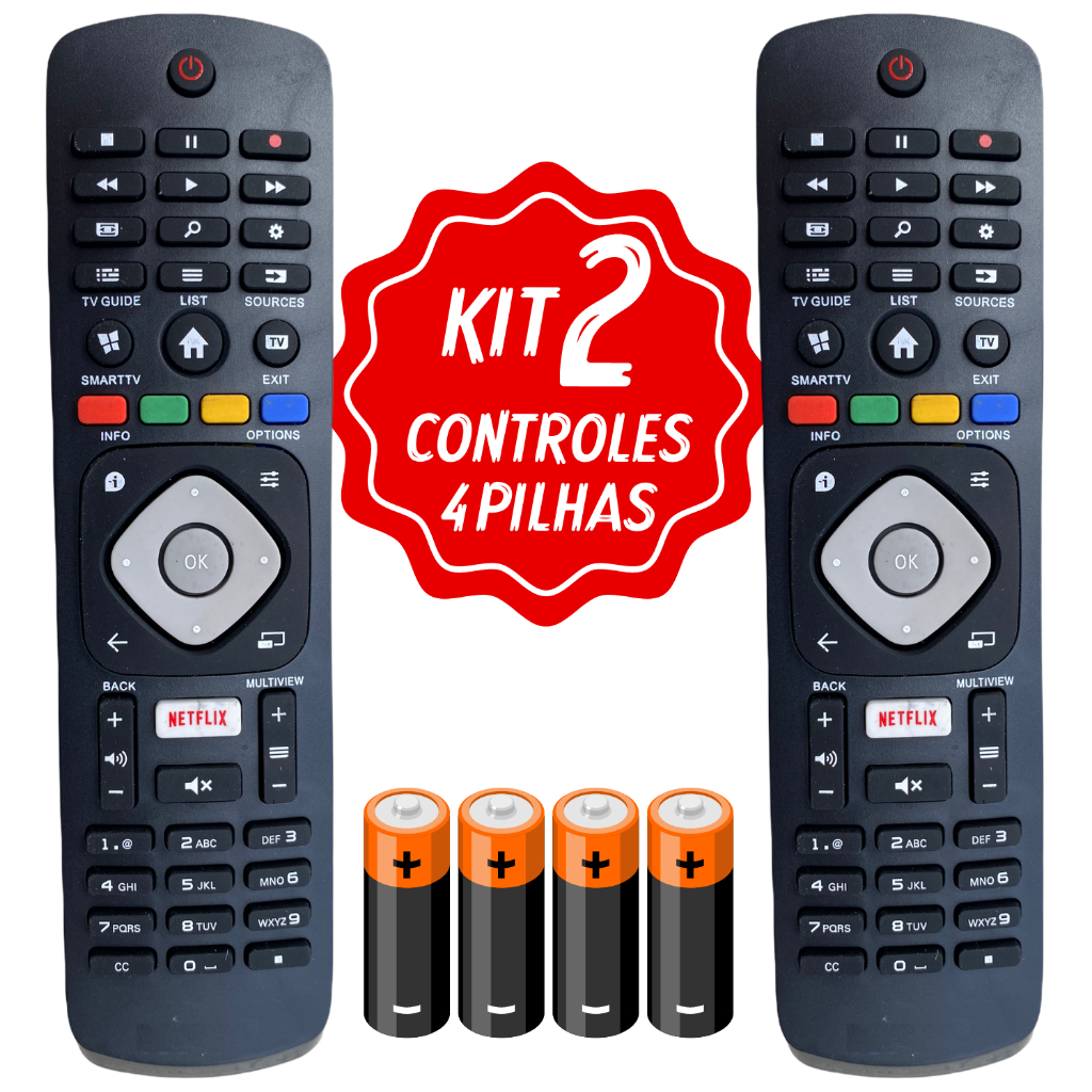Kit 2 Controle Remoto Tv Philips Smart com Netflix 8049