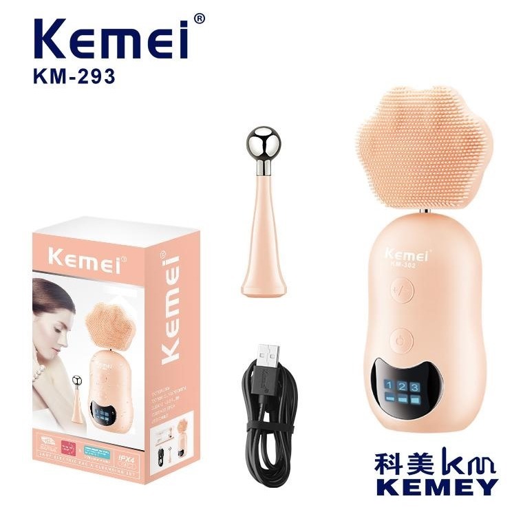Escova Elétrica Limpeza Facial Kemei - 293  e Massageador Prova d Água Kemei Km-293  Unisex Portátil em Oferta na Shopee