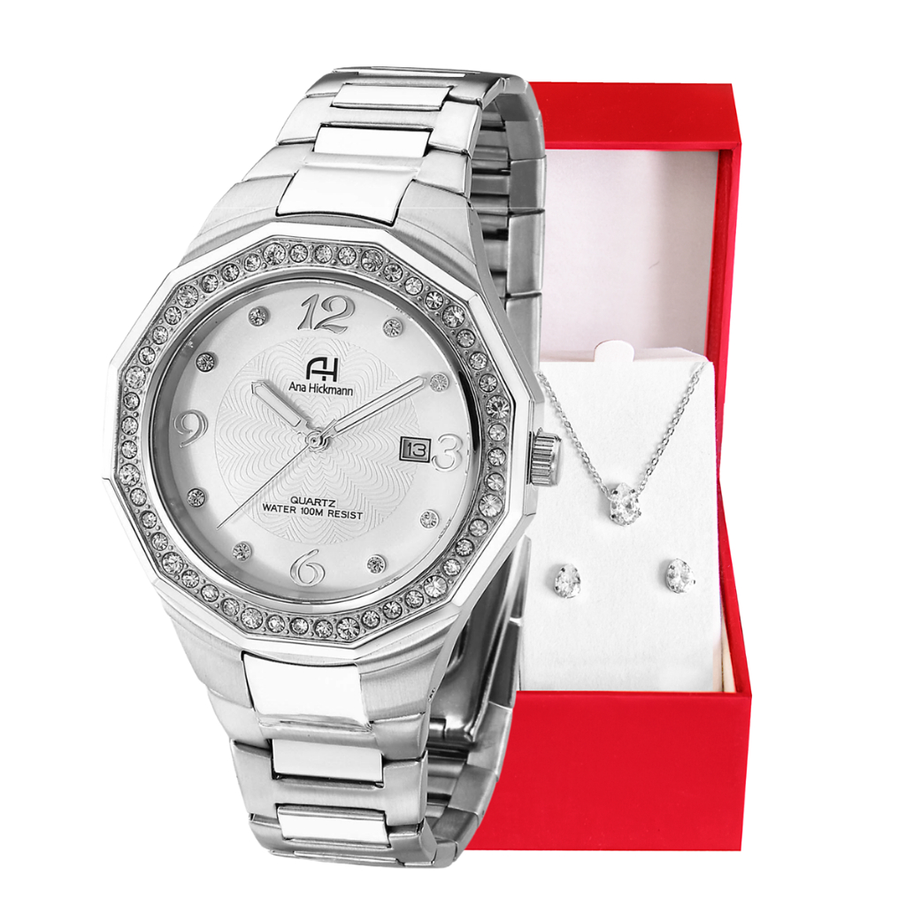 Relógio Feminino Ana Hickmann Prata Elegante Resistente À Água 10ATM Original Estilo Moda AH20033S em Oferta na Shopee