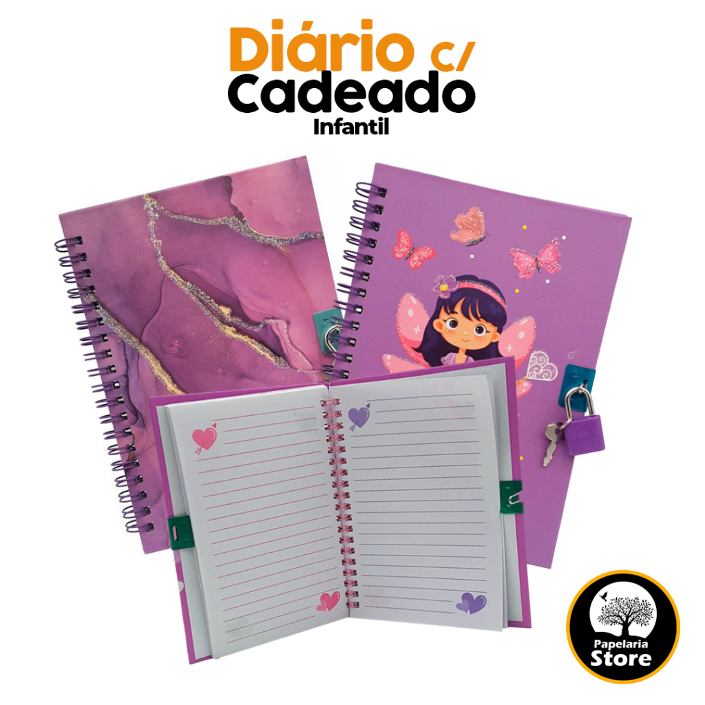 Diário C/ Cadeado Infantil Para Meninas Sereia Unicórnio 45 fls em Oferta na Shopee