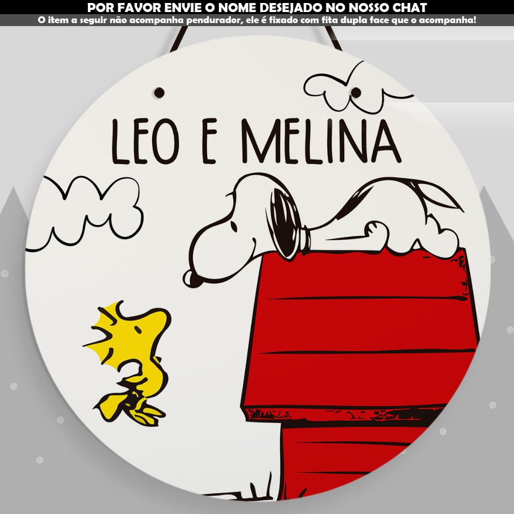 Porta Maternidade Snoopy Cachorrinho e Passarinho Irmão e Irmã