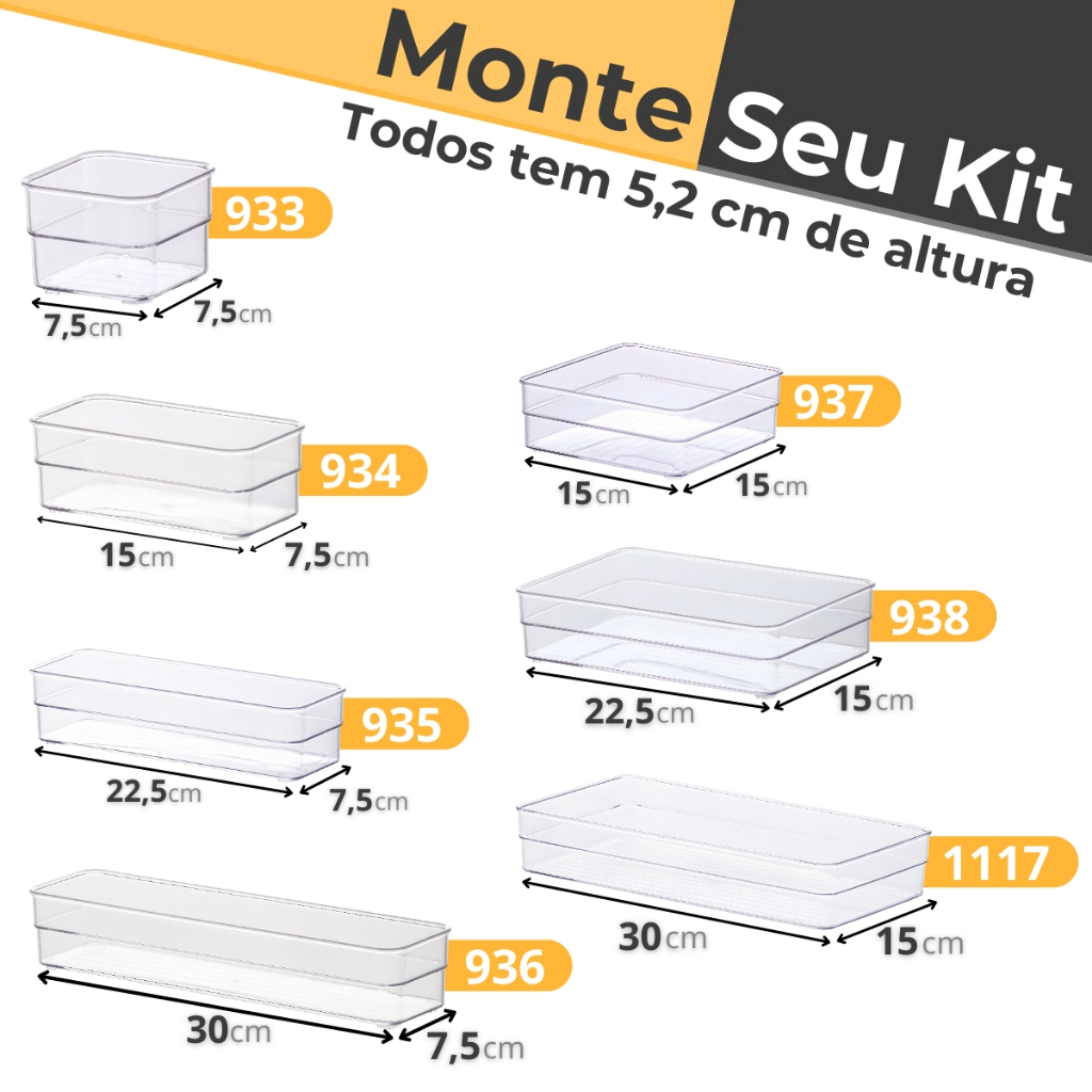 Monte seu Kit - Organizadores Modulares Multiuso de Acrílico Para Gavetas - Paramount Diamond em Oferta na Shopee