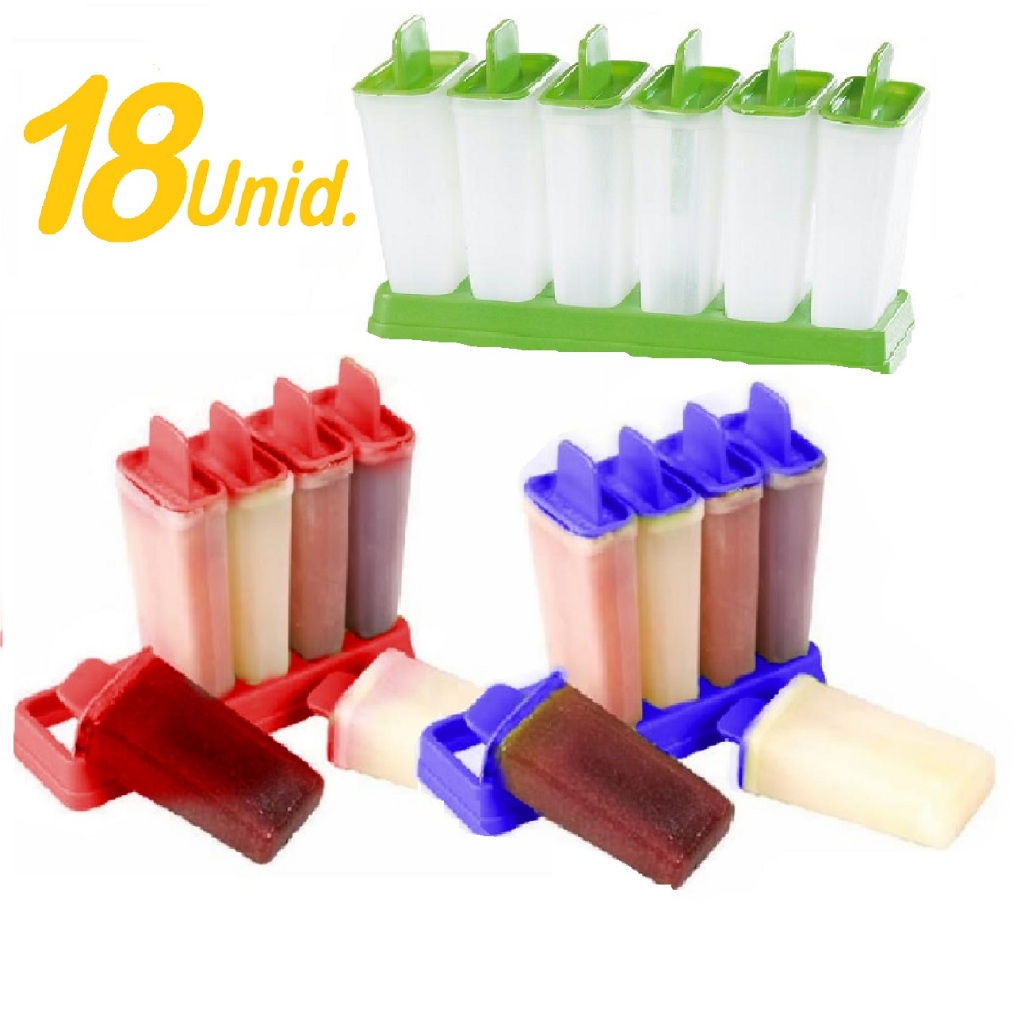 18 Formas de Sorvete Picolé com Opção de Cores - BPA Free em Oferta na Shopee