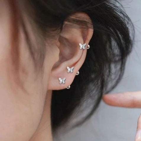 1 Par de Piercing de borboleta-Prata em Oferta na Shopee