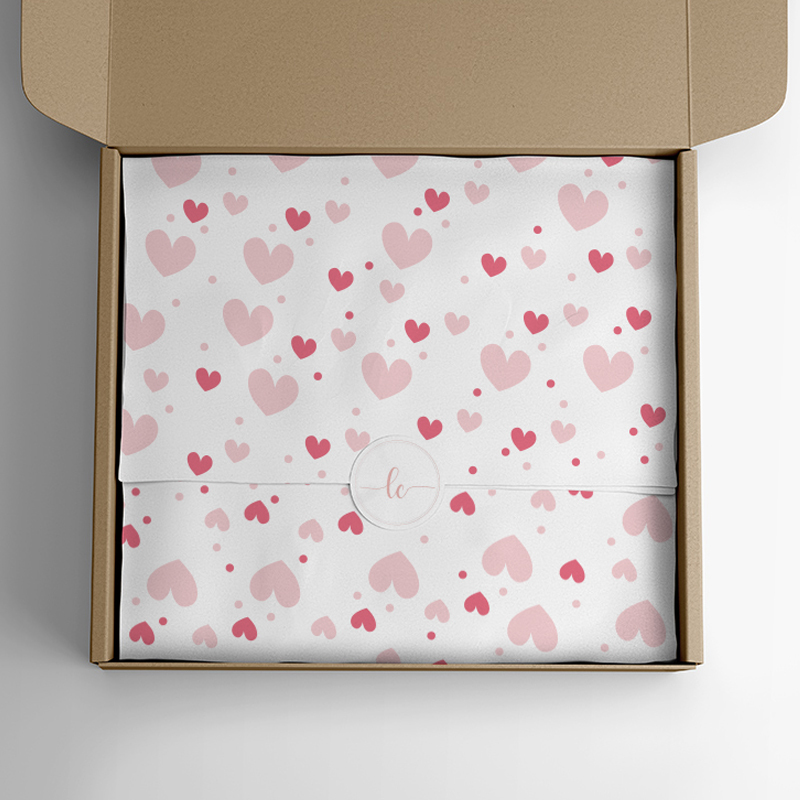 Papel de Seda Premium Estampa Coração 35x50cm 100 Folhas