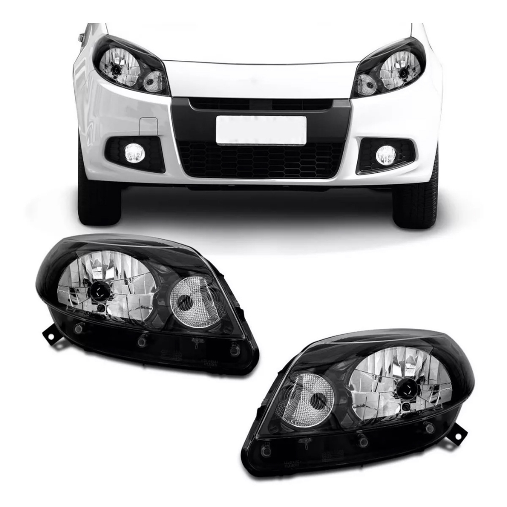 FAROL SANDERO 12/14 FOCO SIMPLES MASCARA NEGRA