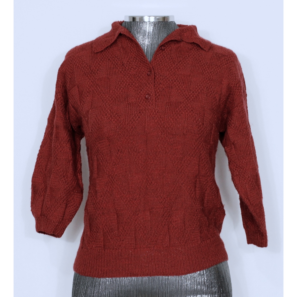 Blusa feminina de tricot lã outono marsala vermelho - Veste M  - Ref. 2016 (brechó)