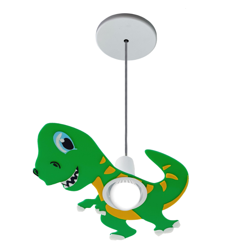 Pendente Infantil Dinossauro - Lustre Para Quarto Menino (a) luminária verde para quarto