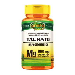 Taurato Magnesio 260mg - 60 Capsulas - Unilife em Oferta na Shopee