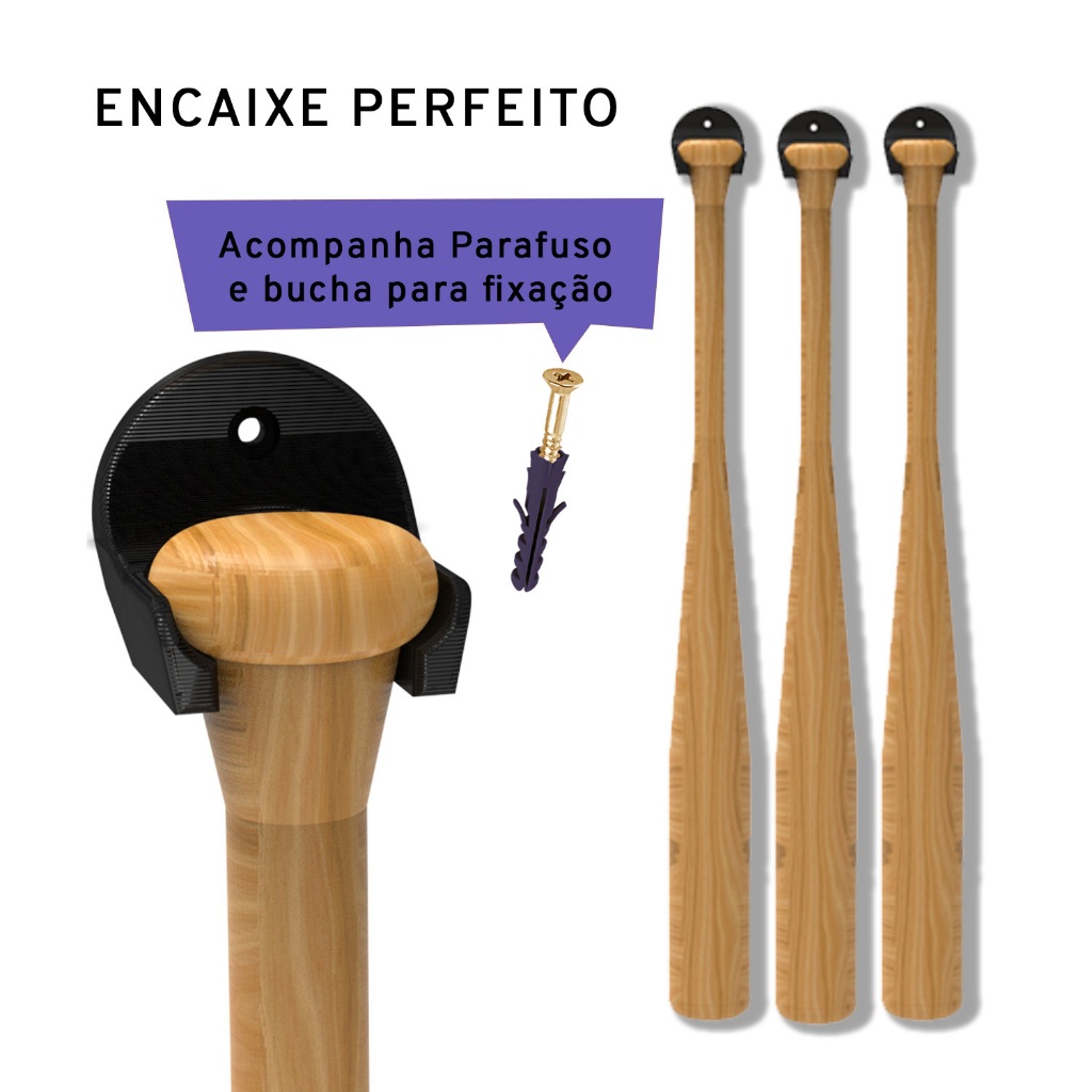 Suporte Parede Para Taco De Baseball E Softball Com  Parafusos