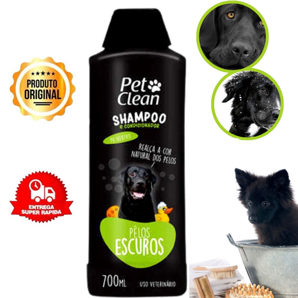 Shampoo Para Cães Gato Escurecedor  Pet Clean 700Ml + Dedeira