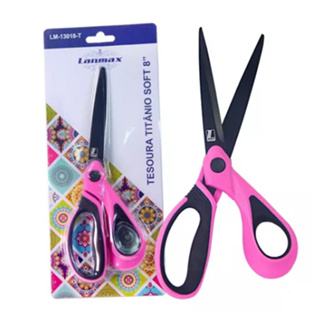 Tesoura Rosa Titânio Soft 8" Lanmax em Oferta na Shopee