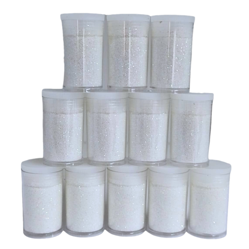 Glitter 12 Unidades C/5g - Branco Irizado - Mm Biju em Oferta na Shopee