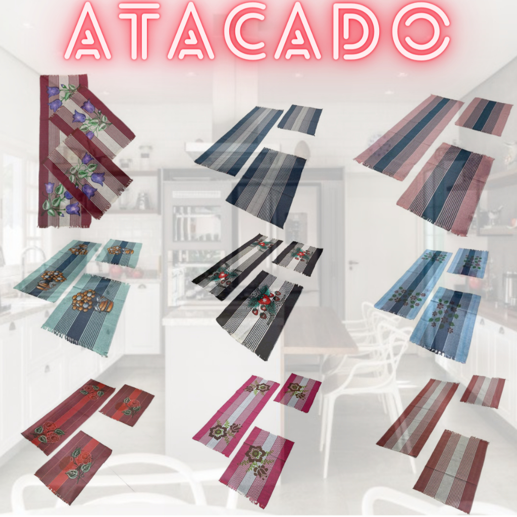 Kit 5 Tapete Cozinha Atacado 3 Peças Passadeira Estampado Liso Revenda Fabrica Copa Carpete Tear em Oferta na Shopee