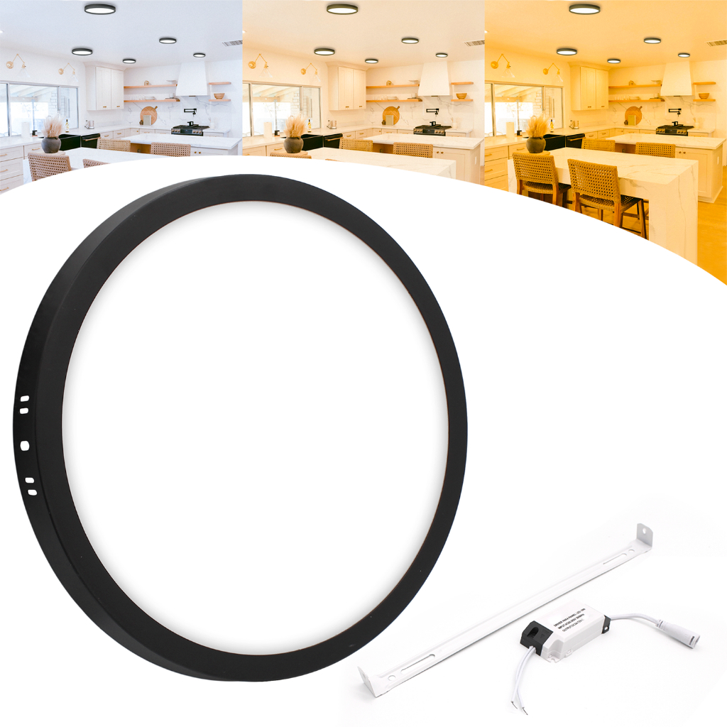 Painel Plafon Led 18w Sobrepor Redondo Preto Bivolt em Oferta na Shopee