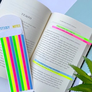 Kit - Marcadores Transparentes Lembrete, Marca Textos - Sticky Notes para Livros, anotaçãoes e Escritório - NEON em Oferta na Shopee