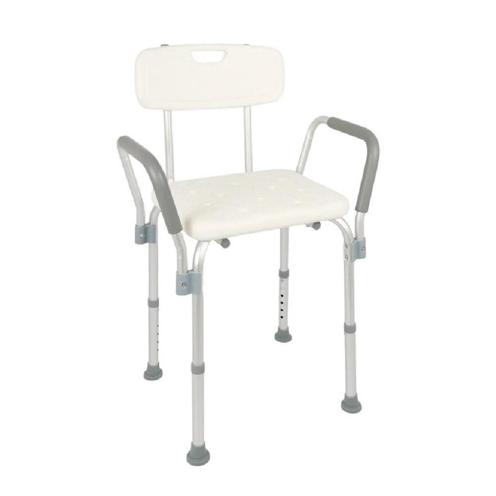 Cadeira Banqueta de Banho Com Encosto E Apoio Para O Braço 135kg Dellamed