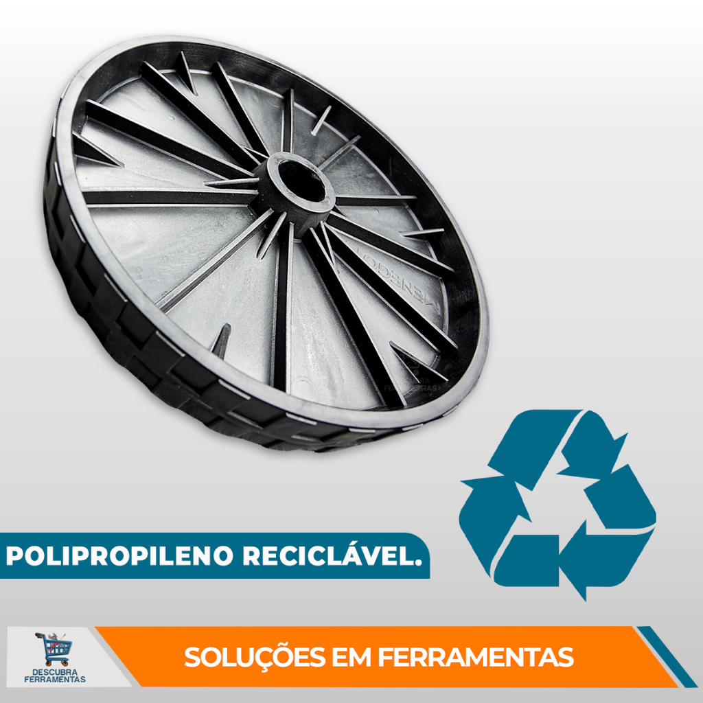 Roda Para Betoneira Plástica Menegotti 150L/250L/400L Prime Original 370MM Polipropileno Cor Preta