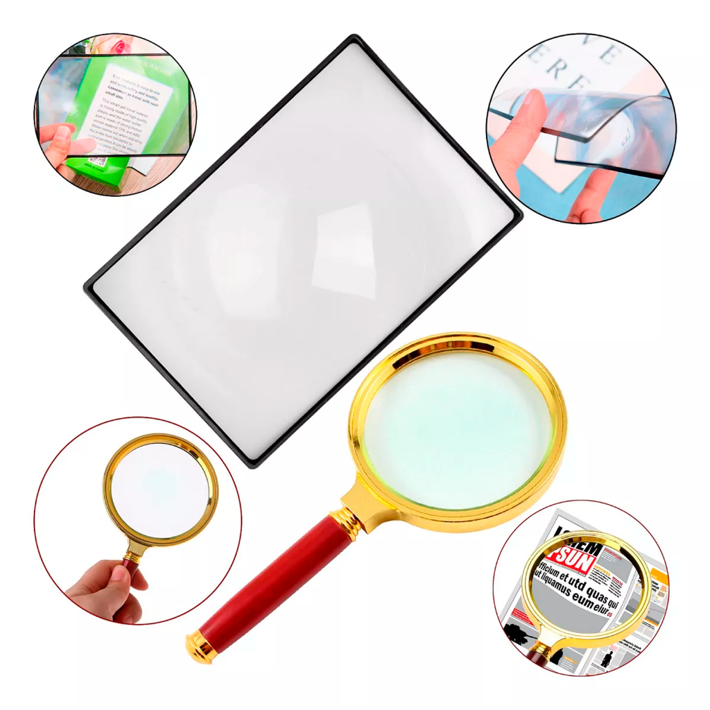 Kit Leitura Lupa De Mão E Folha A5 3x 10x Zoom Lente Aumento em Oferta na Shopee