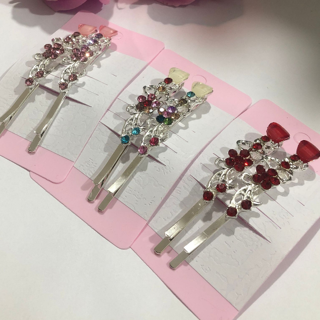 1-12 Pares Grampo De Cabelo Com Strass Colorido em Oferta na Shopee