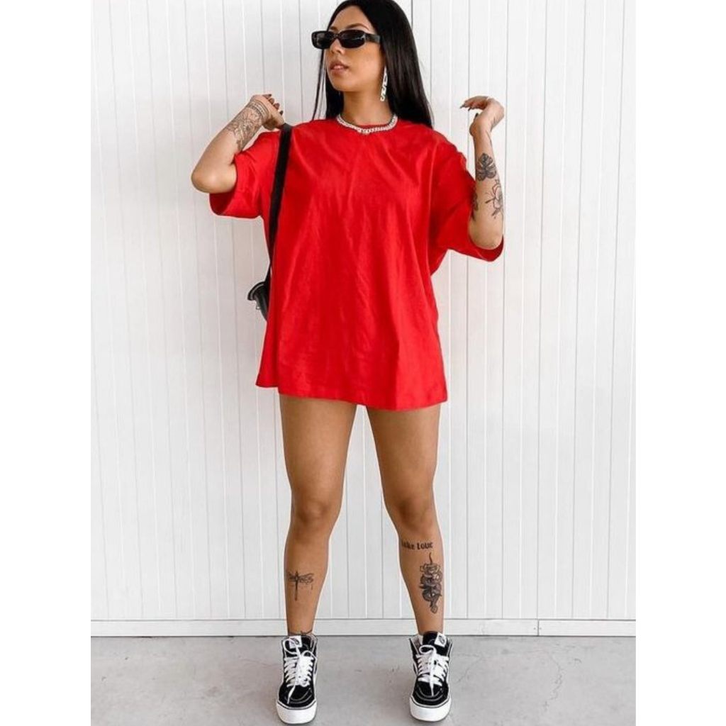 Camiseta Oversized Streetwear Unisex  Feminina Street Moda 100% Algodão Premium Gola Canelada Americana