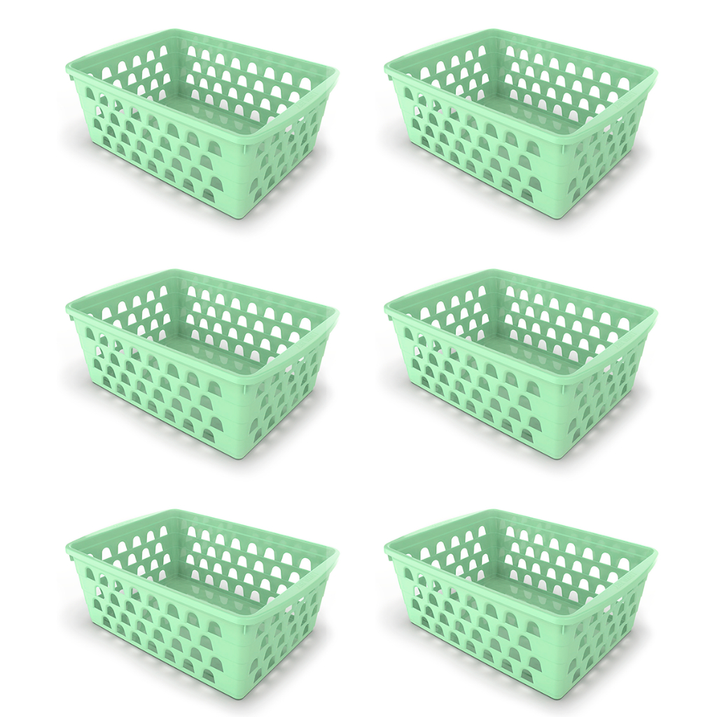 Kit 6 Cestos Organizadores Multiuso Verde 16x12x6Cm