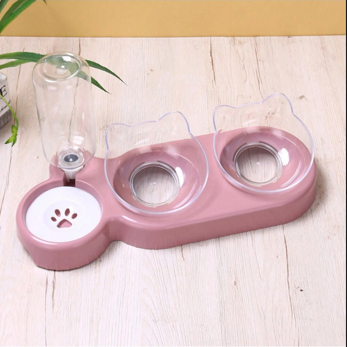 Comedouro elevado pet triplo com reposição de água