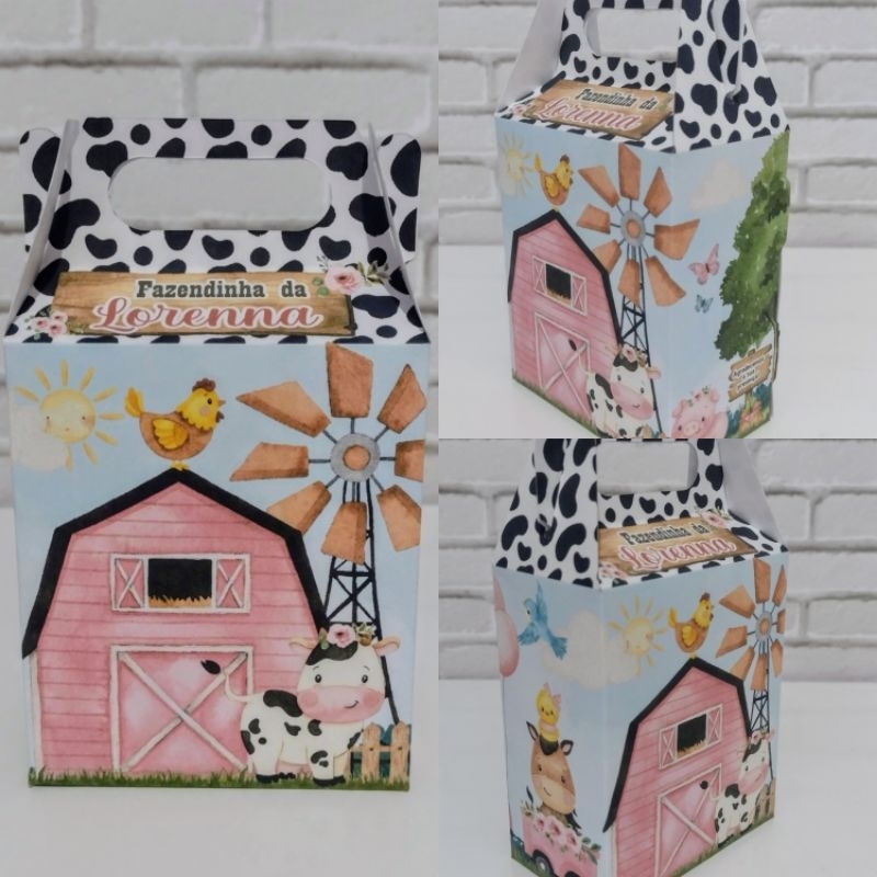 Caixinhas personalizadas Fazendinha menina Lembrancinha sacolinha surpresa Fazendinha menina