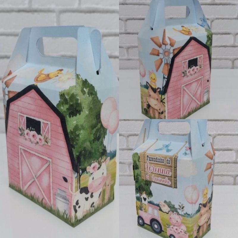 10 Caixinhas personalizadas Fazendinha menina Lembrancinha sacolinha surpresa Fazendinha menina