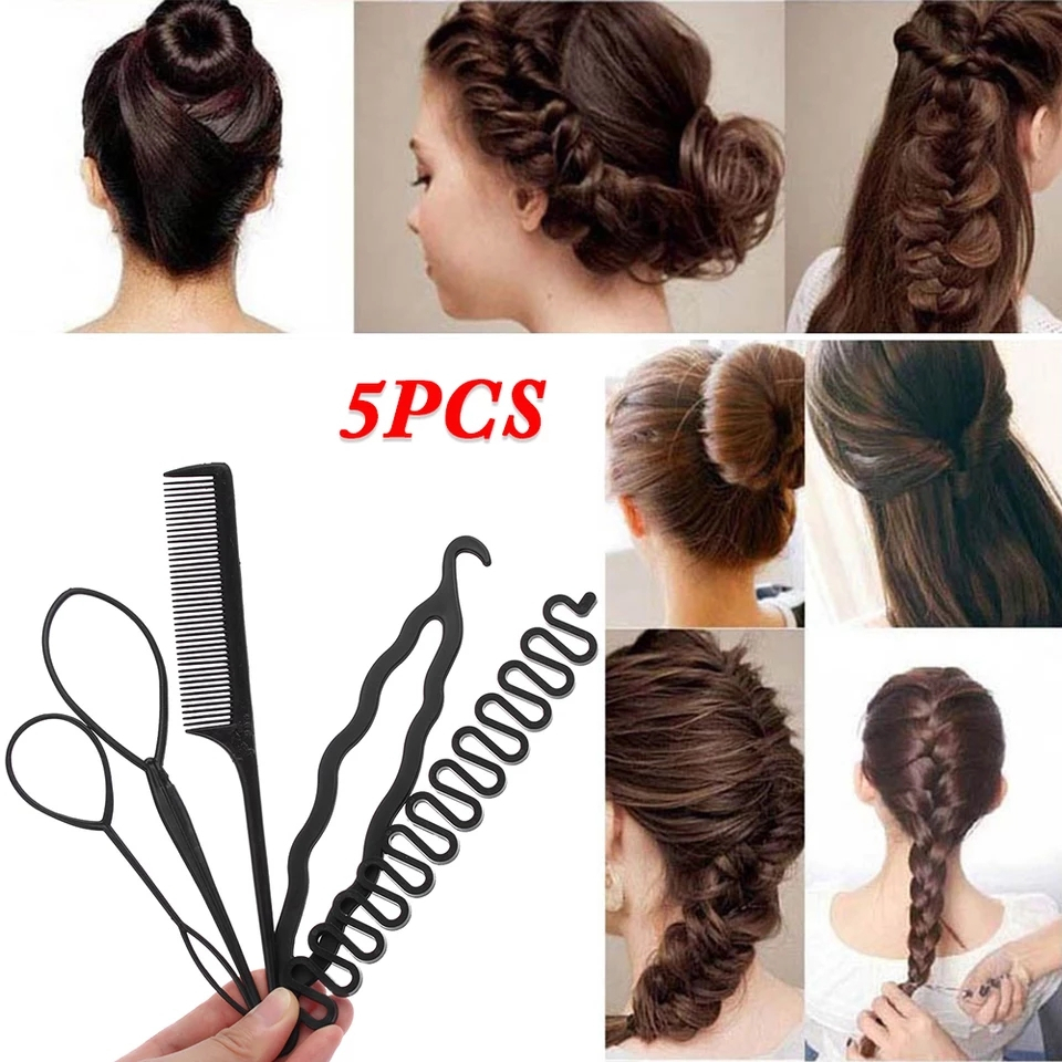 Pente para cabelo coque, Pente para tranças e Penteados Acessórios para Cabelo Kit coque e tranças com 5 Peças