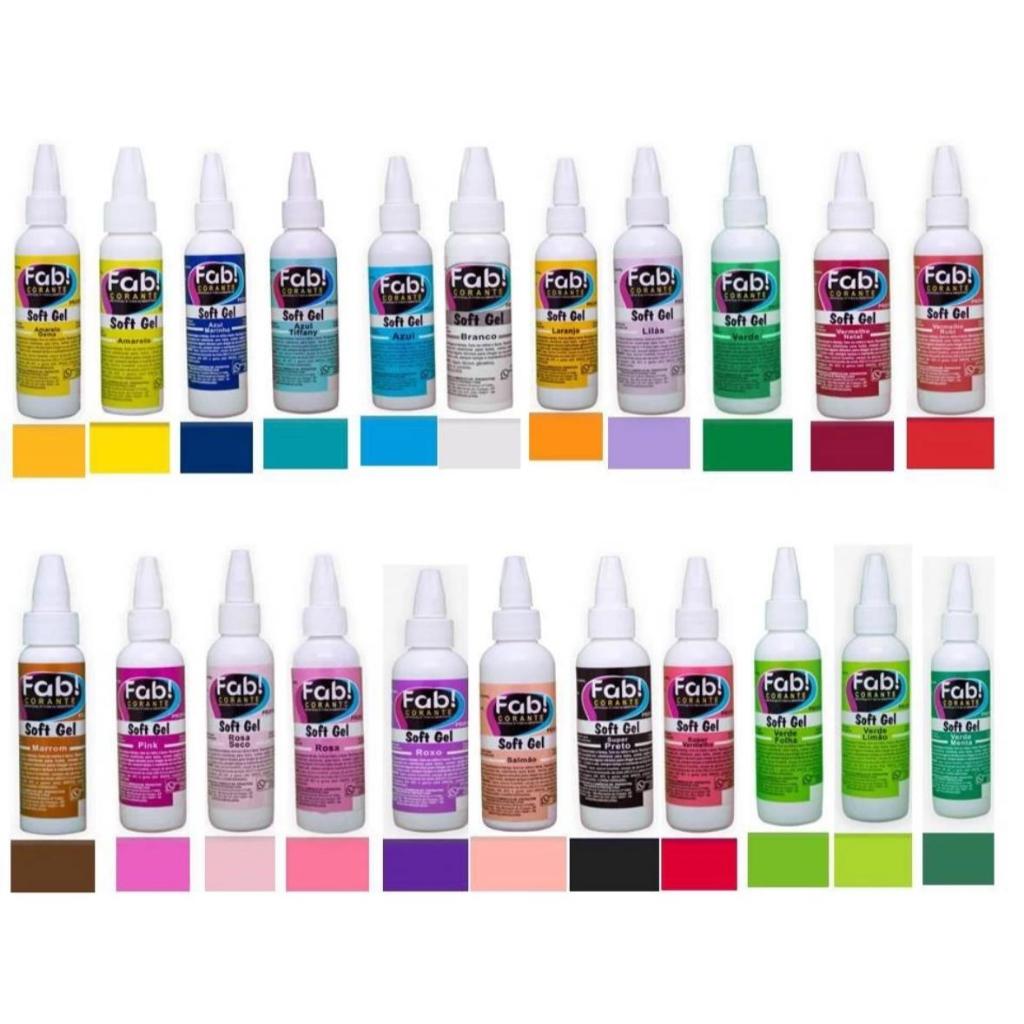 Corante Liquido em Gel Comestível Concentrado Soft Gel Fab 60g (Escolha a cor)