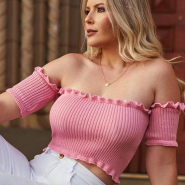 Cropped Feminino Tricot Canelado Ciganinha Leve Estiloso Confortável Verão