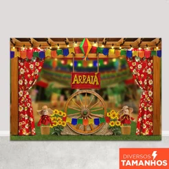 Fundo Fotográfico Festa Junina 3d Cenário Arraiá Sublimado Em Tecido - FJN-175