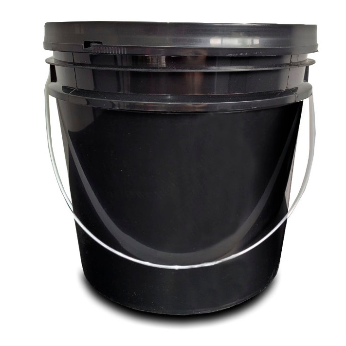 Balde Plástico Preto 10L Com Tampa Hermética Alça Plástica Para Armazenagem Tintas Líquidos Multiuso