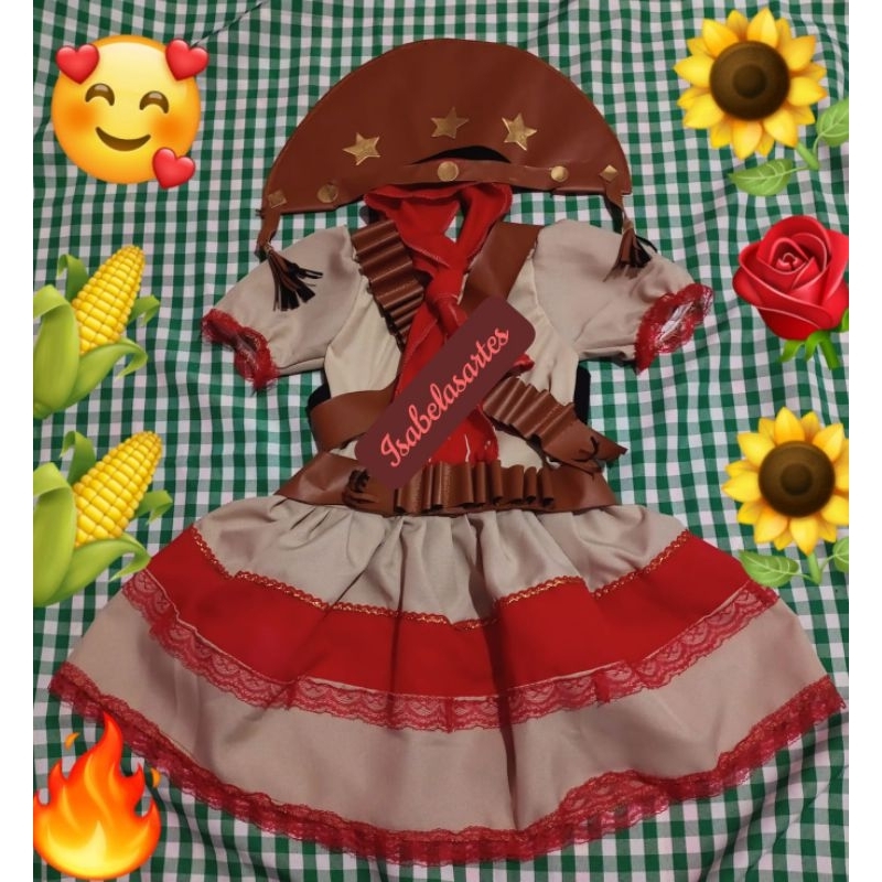 Lindas Fantasias infantil Cangaceira! Deixa no chat o básico de altura e peso da criança.