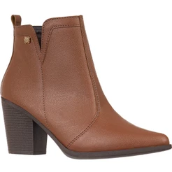 Bota Salto Alto Feminina Western Texana Cano Curto Bico Fino Detalhe Lateral